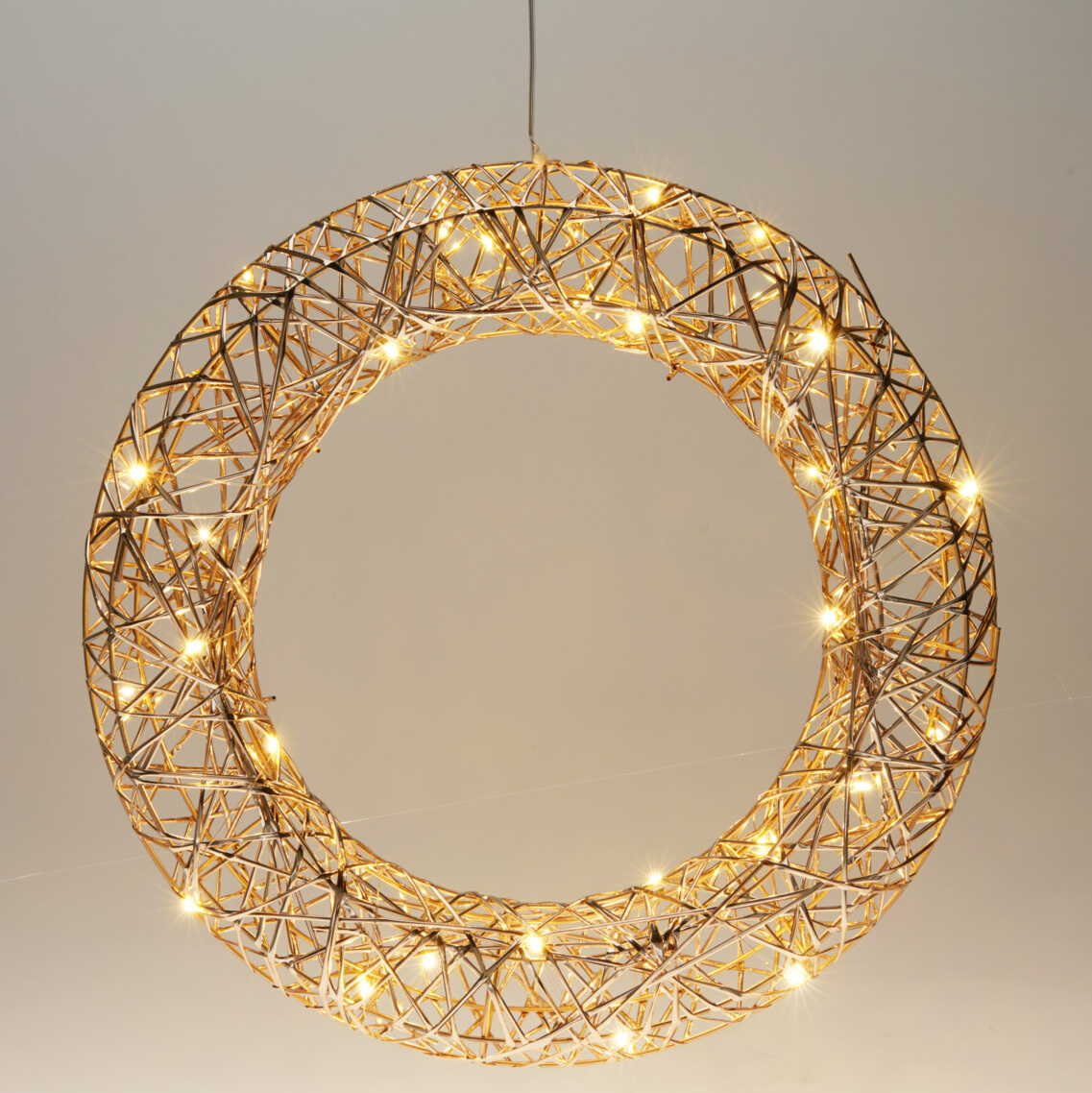Home Styling Collection Vánoční dekorace, věnec s LED, Ø 40 cm zlatý