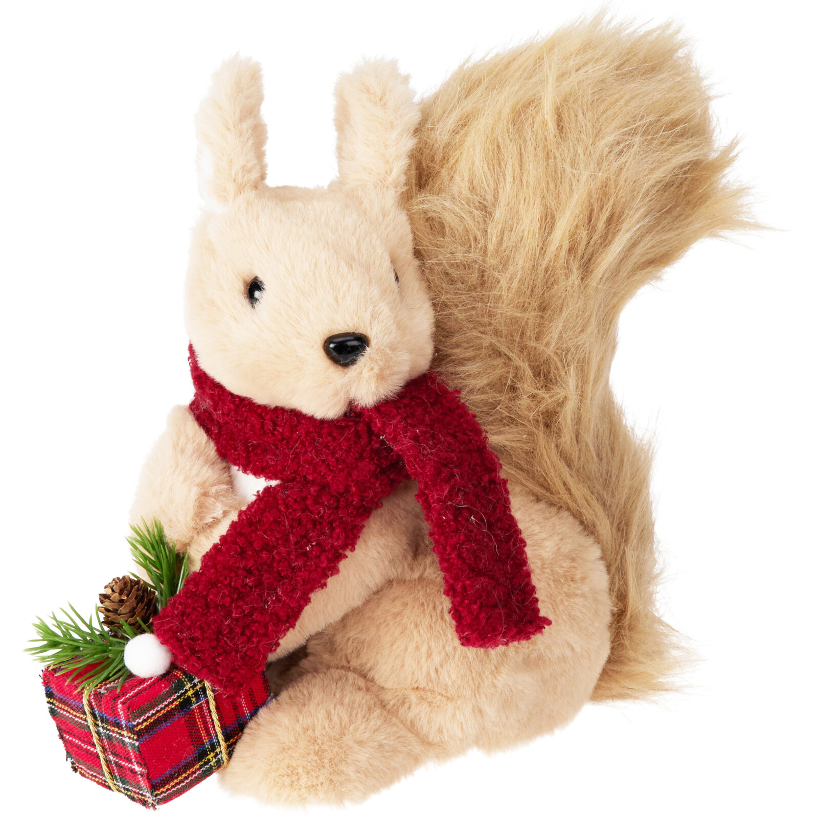 Home Styling Collection Vánoční figurka veverky s dárkem, 20 cm béžová