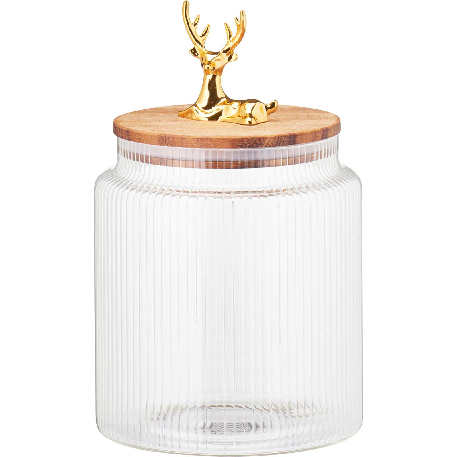Home Styling Collection Skleněná nádoba s víčkem s jelenem 1100 ml transparentní