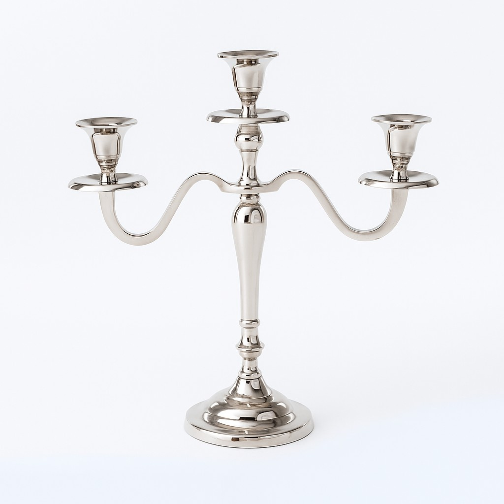 Home Styling Collection Tříramenný svícen, stříbrný, 30 cm stříbrný