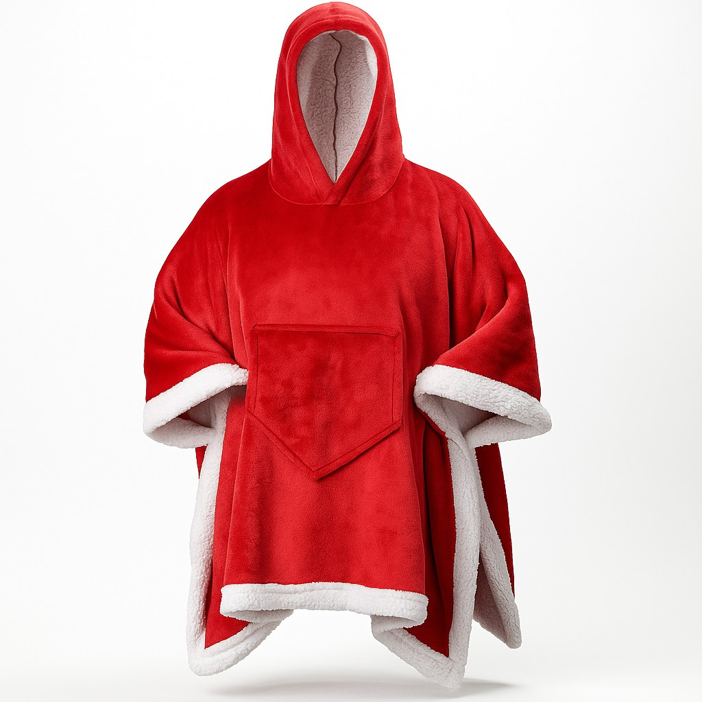 Home Styling Collection Vánoční pončo pro dospělé červený