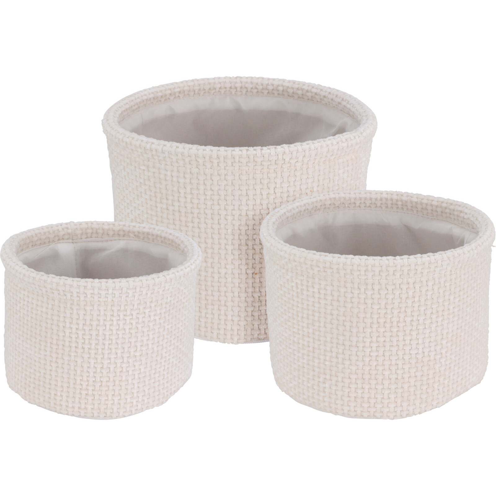 Home Styling Collection Sada 3 kulatých úložných košů hladká bílý