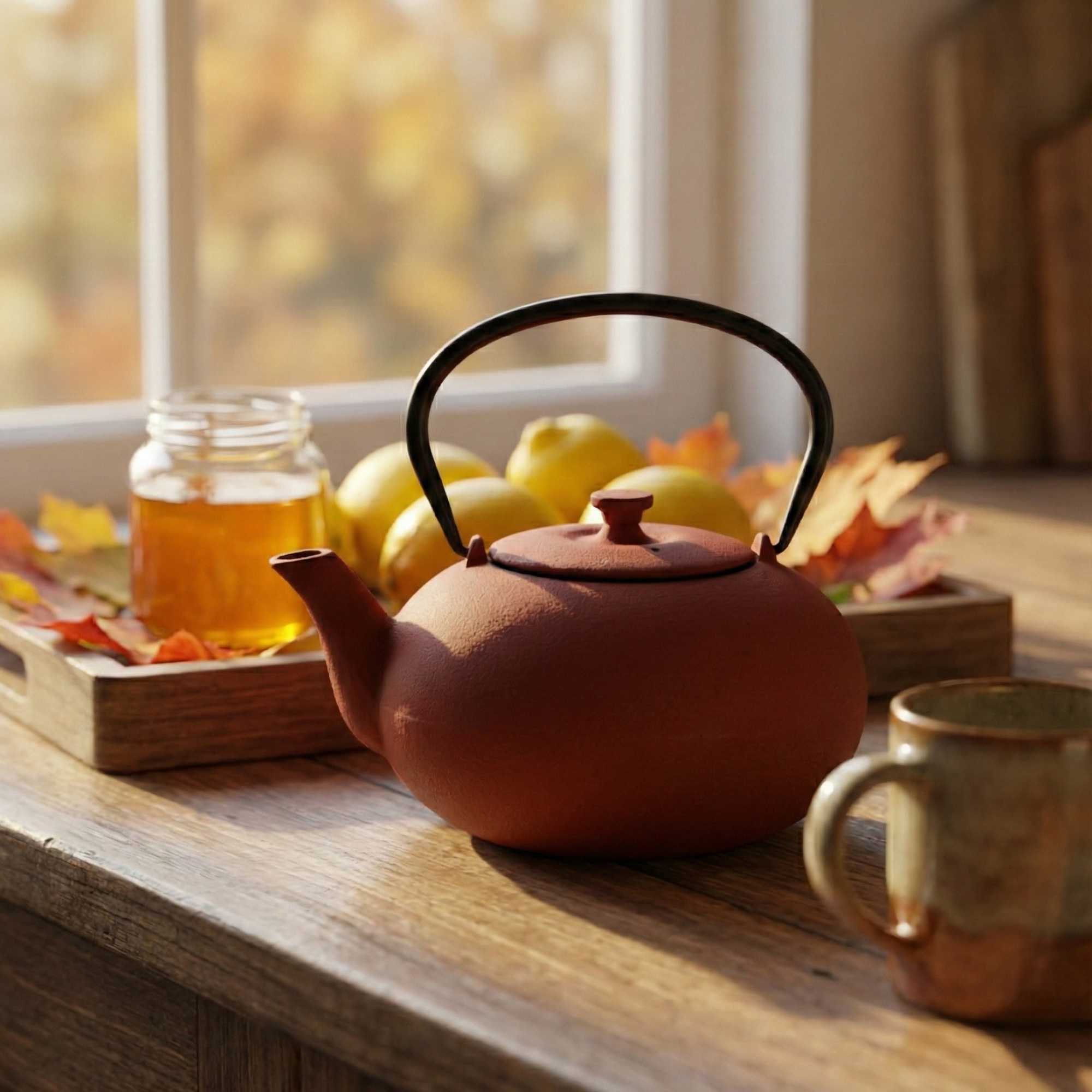 AROMELIO Litinová čajová konvice s filtrem NOMI, 800 ml, červená červený