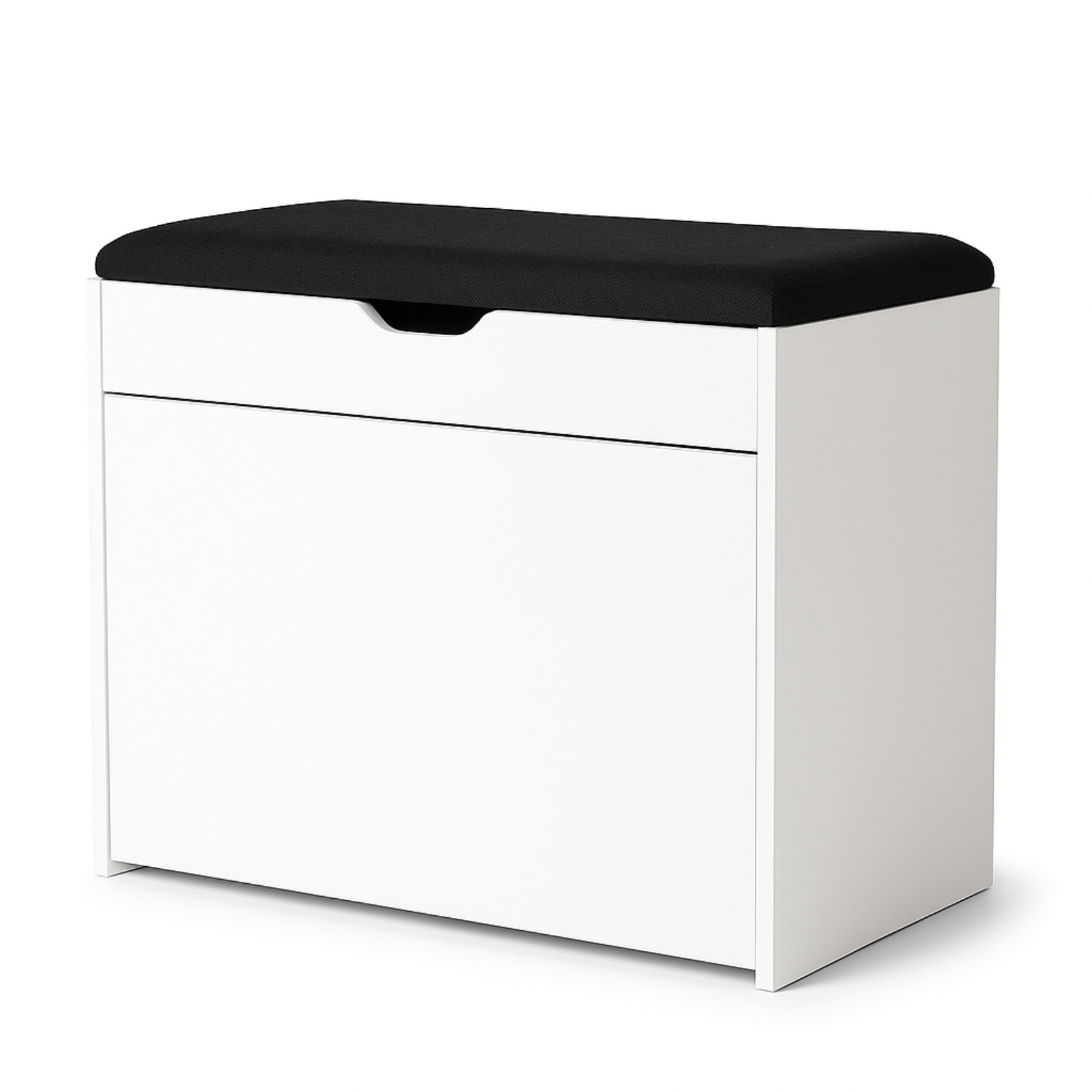 BOXIMO Botník bílý se sedákem a výsuvnými policemi SCALA, 57 x 30 x 53 cm bílý