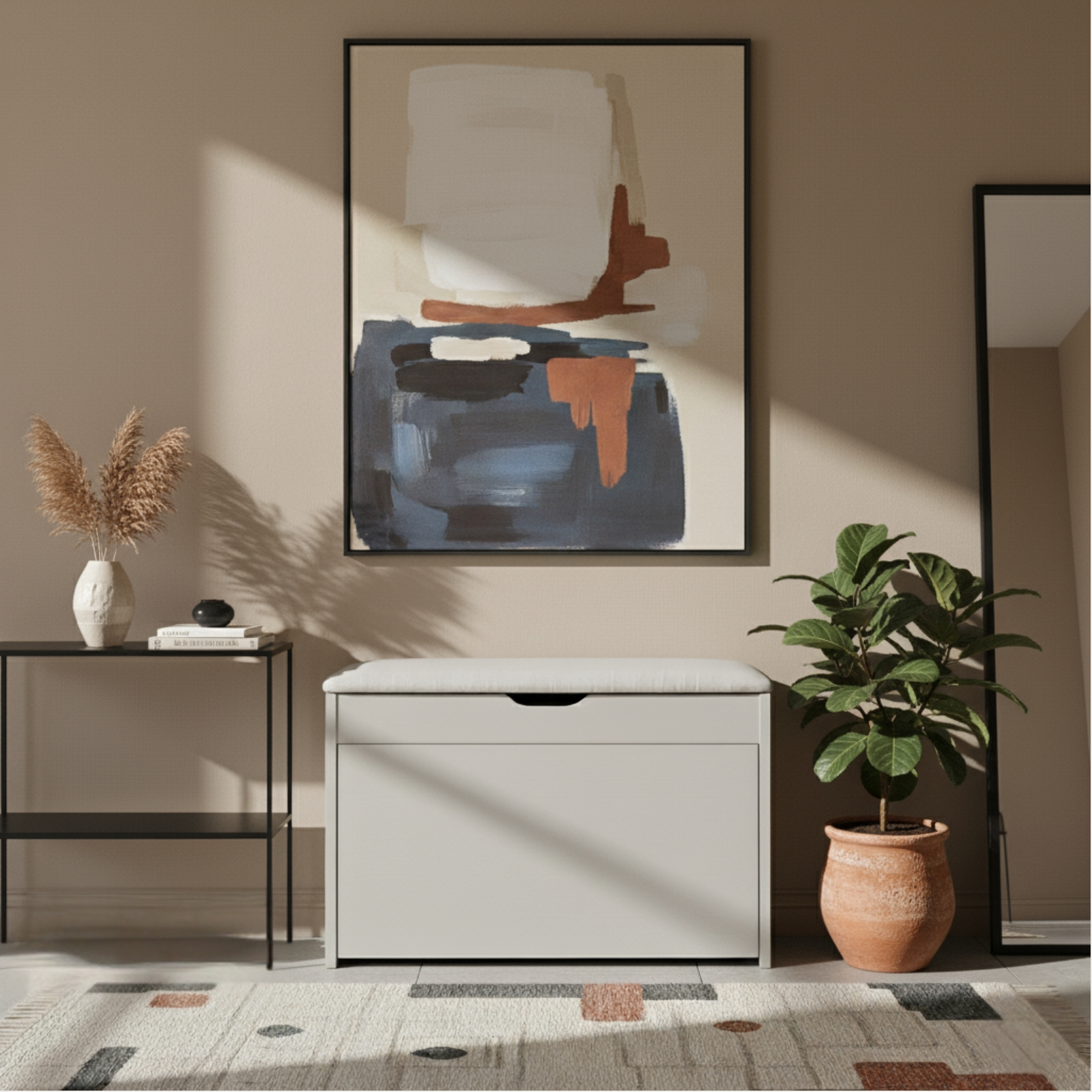 Levně BOXIMO Botník se sedákem a výsuvnými policemi VAULT, 57 x 30 x 53 cm šedá