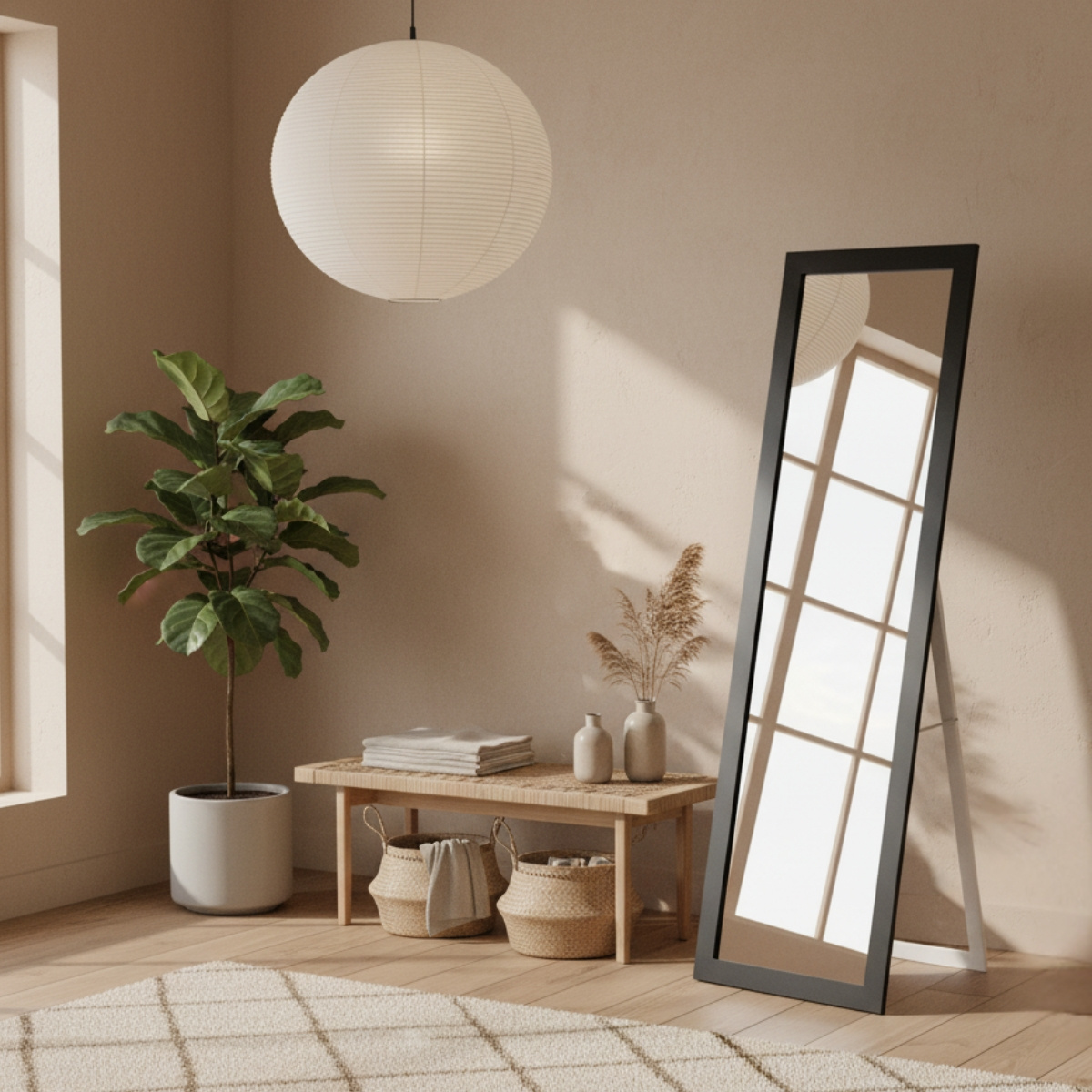 Edaxo Stojací zrcadlo HAVLYS černé, 127 x 37 cm černá