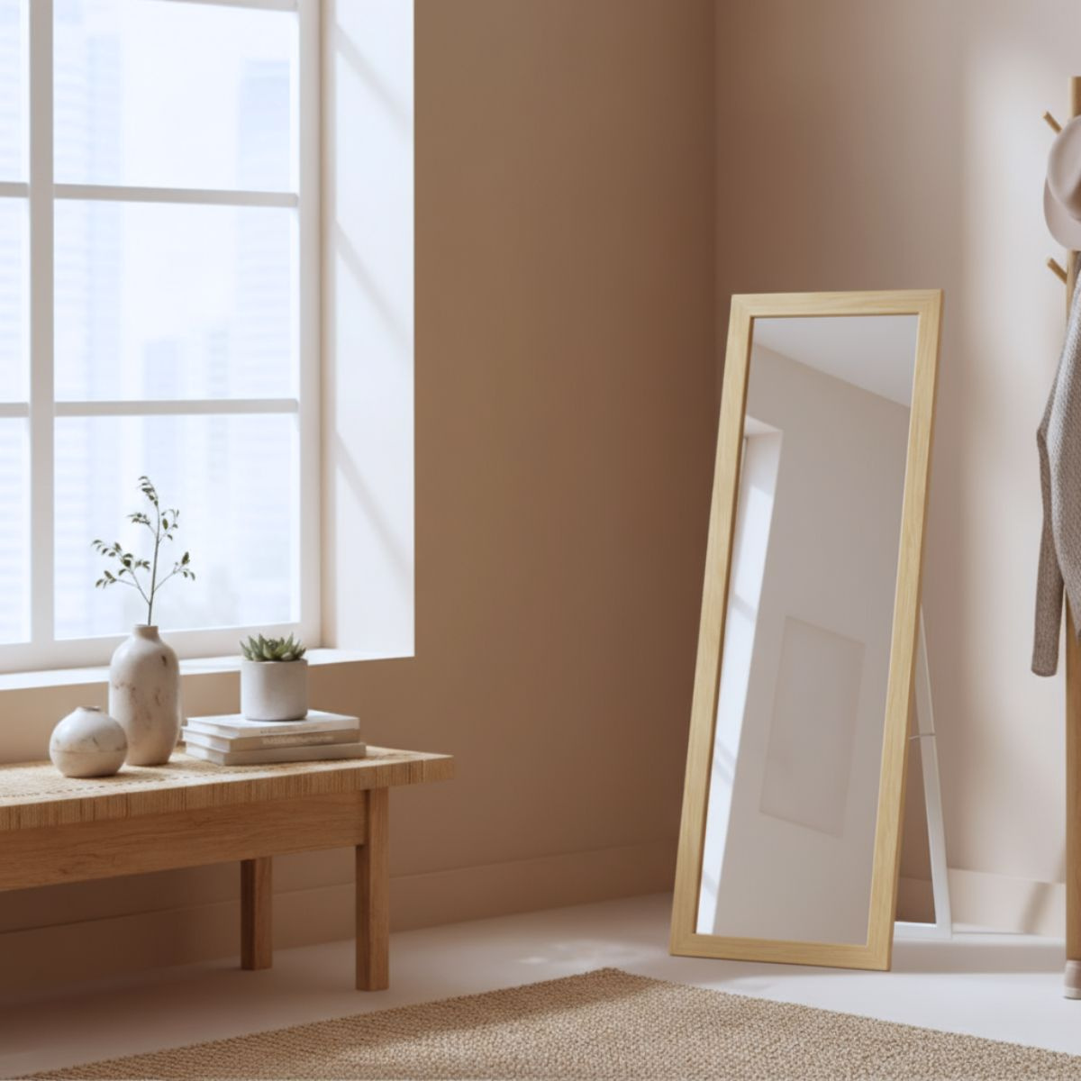 Edaxo Stojací zrcadlo HAVLYS hnědé, 127 x 37 cm hnědý