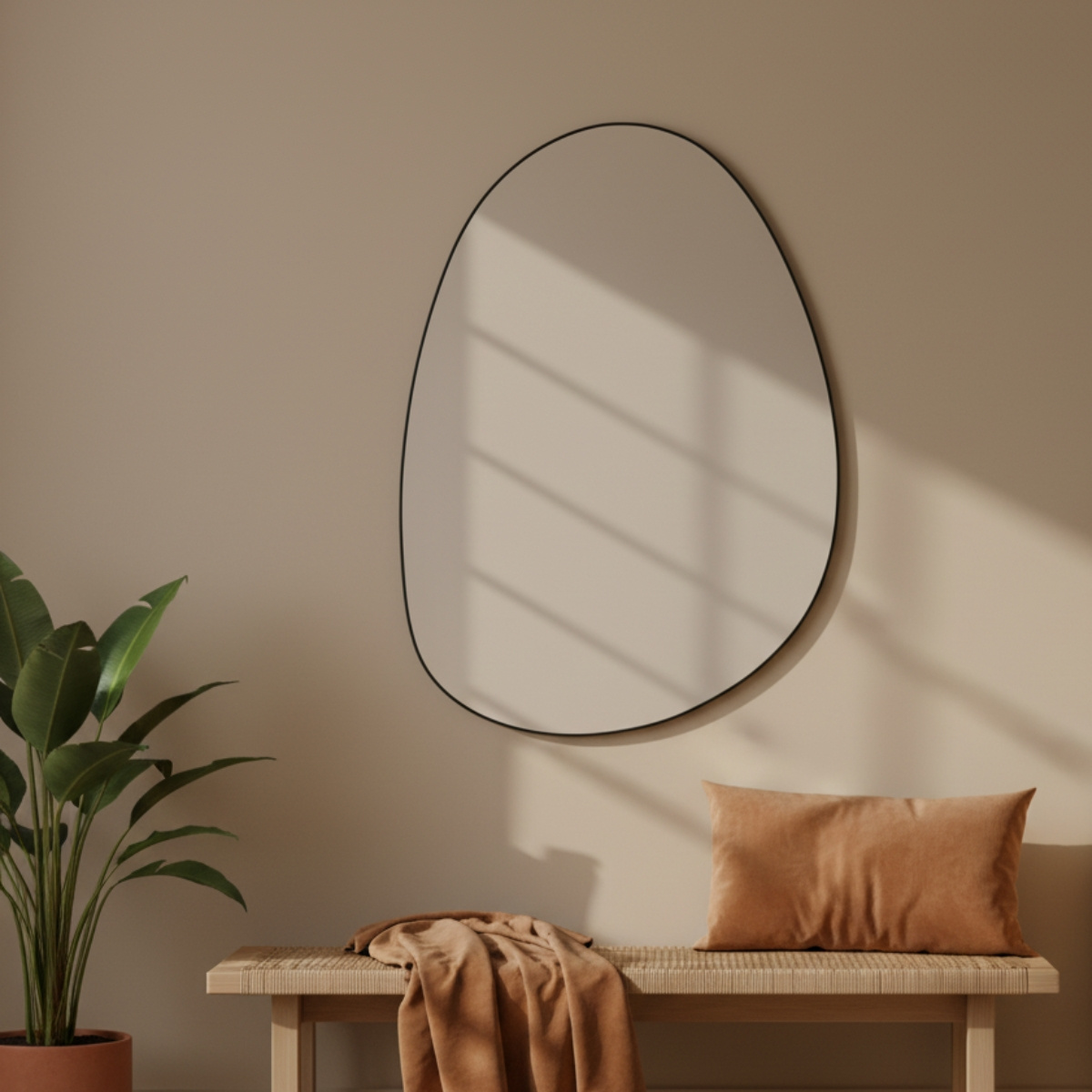 Edaxo Dekorativní nástěnné zrcadlo ASYM, 75 x 55 cm černá