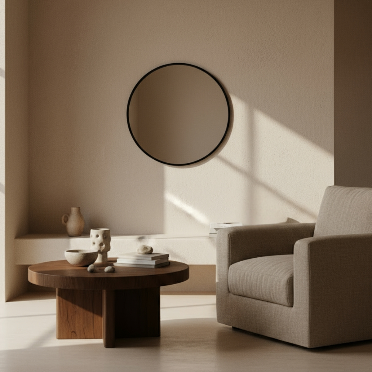 Edaxo Kulaté nástěnné zrcadlo LØOP, Ø 60 cm černá 103509