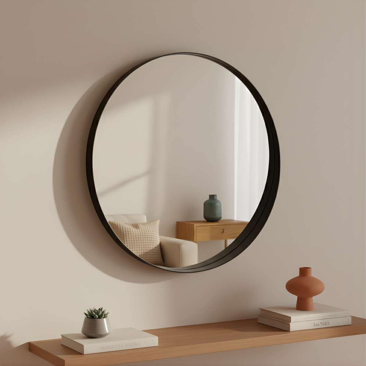 Edaxo Kulaté nástěnné zrcadlo SVEA, Ø 50 cm černá