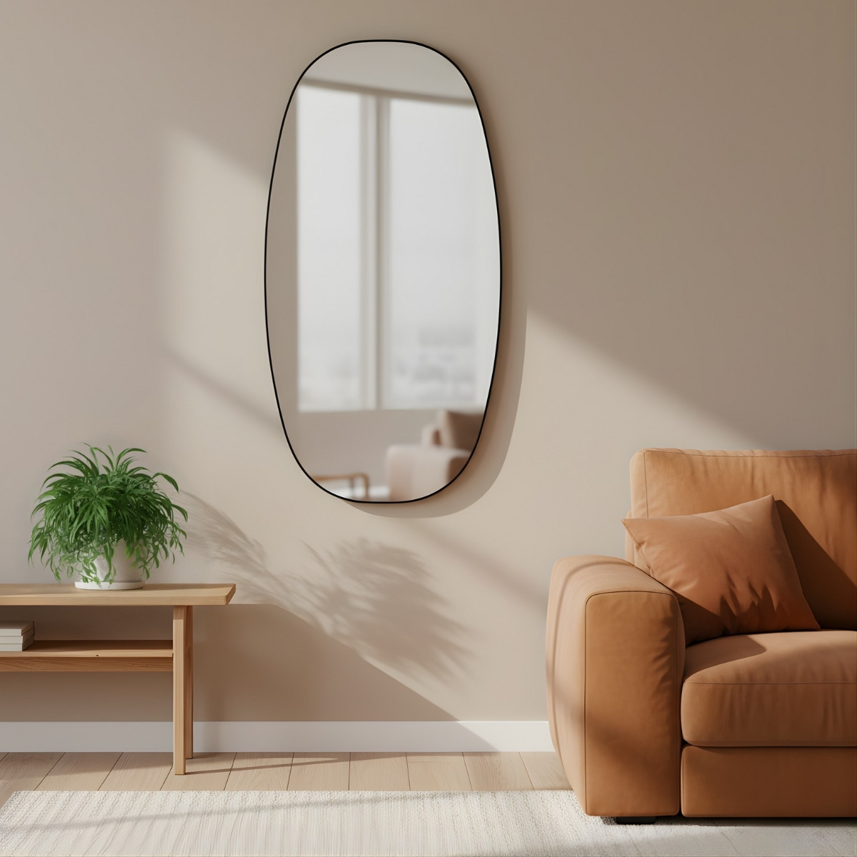 Edaxo Oválné nástěnné zrcadlo OVYN, 60 x 32 cm černá