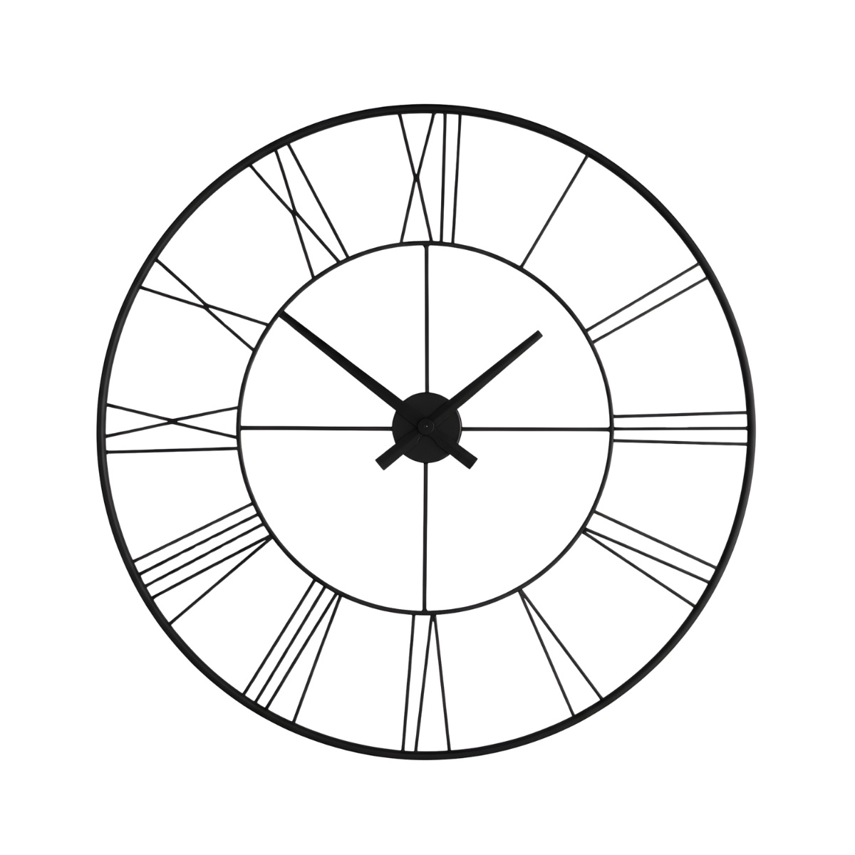 Edaxo Nástěnné hodiny v industriálním stylu ARATIO černé, Ø 70 cm černá