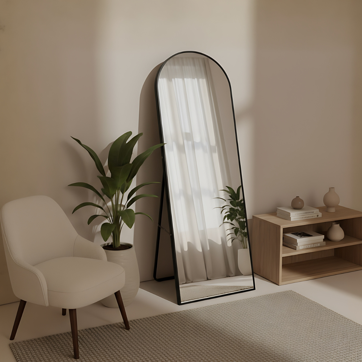 Edaxo Velké stojací zrcadlo FRAM černé, 150 x 50 cm černá