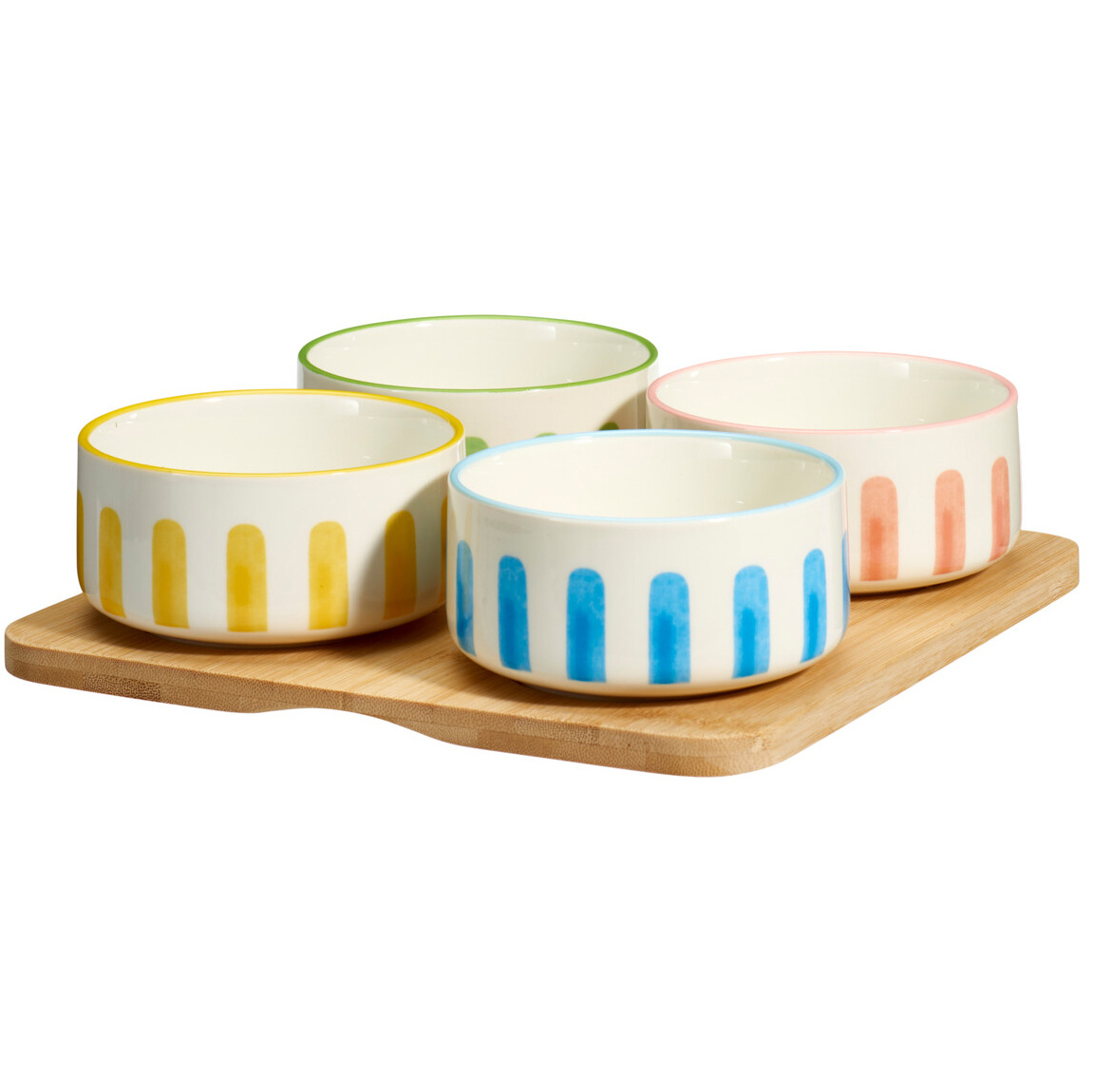 EH Excellent Houseware Sada mističek na pochutiny FIKA, 4 x 230 ml, bambusový podnos vícebarevný