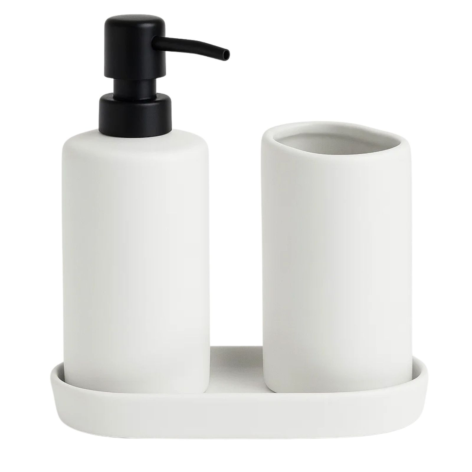 Bathroom Solutions Koupelnová sada PLY, keramický dávkovač a kelímek bílý