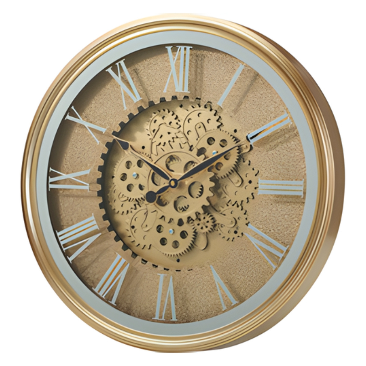 Home Styling Collection Zlaté nástěnné hodiny s viditelným otočným mechanismem VERTEX, Ø 50 cm zlatý