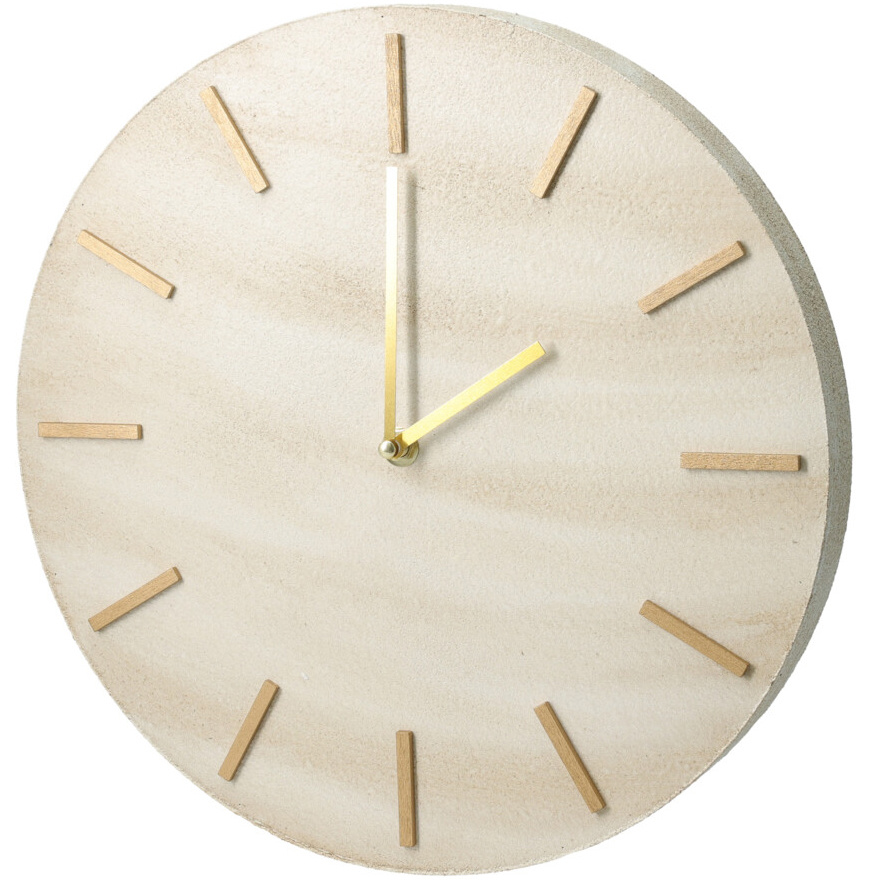 Home Styling Collection Minimalistické nástěnné hodiny SUM, mramorový vzor, Ø 30 cm béžová