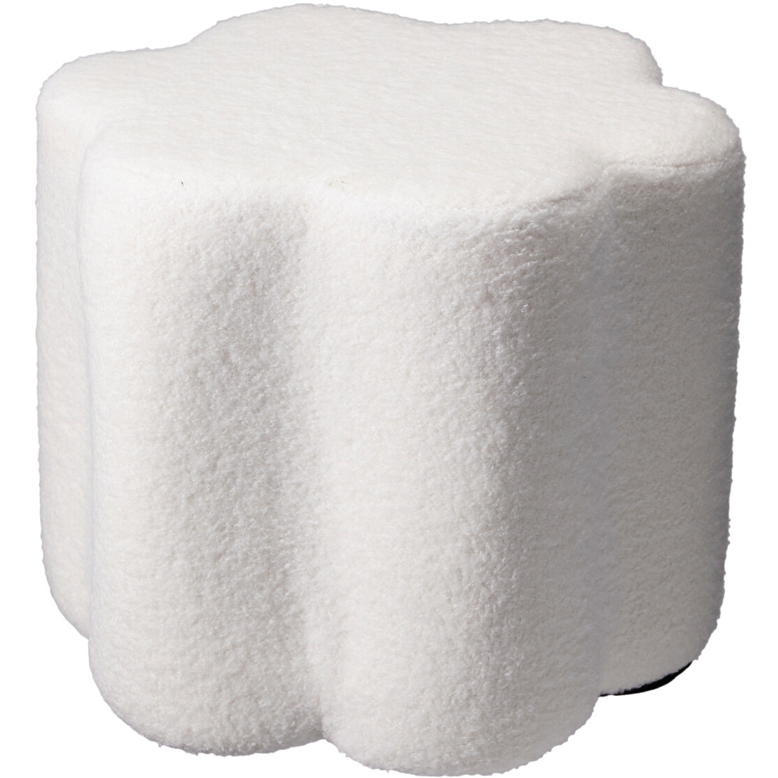 Home Styling Collection Taburet květina YORE, plyšový potah „beránek“, 34 x 34 x 29 cm bílý