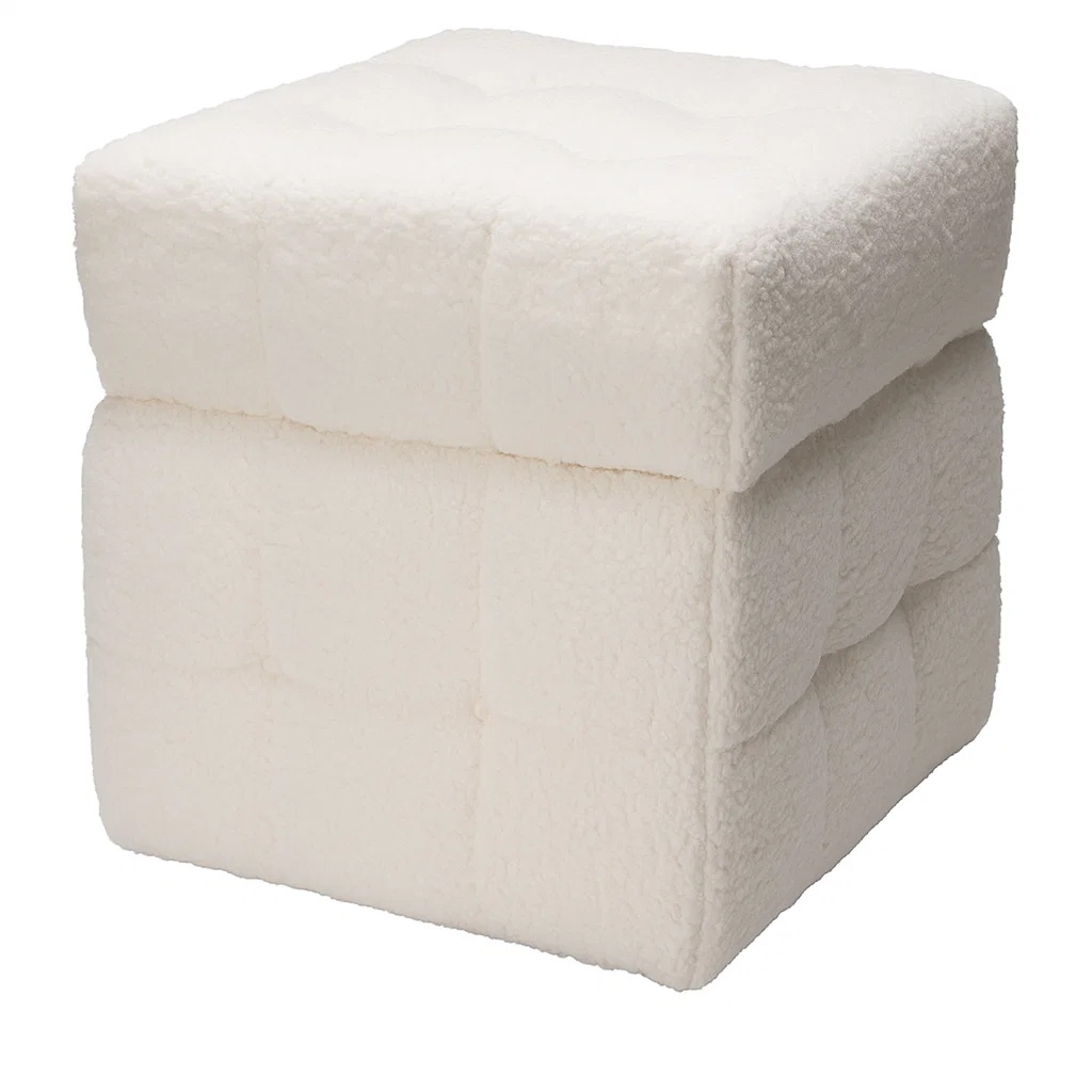 Home Styling Collection Taburet s úložným prostorem SQUARE, bílý, potah „beránek“, 38 x 38 x 37 cm bílý