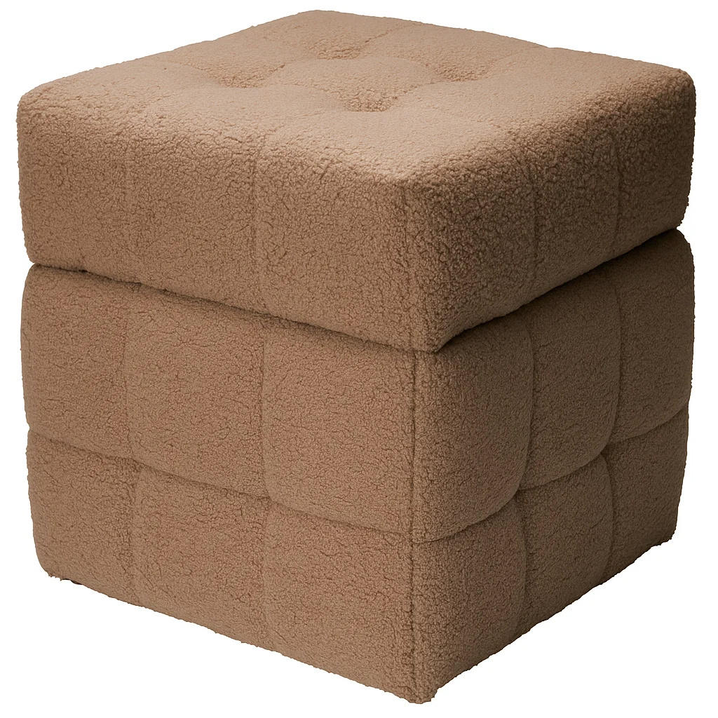 Home Styling Collection Taburet s úložným prostorem SQUARE, potah „beránek“, 38 x 38 x 37 cm hnědý