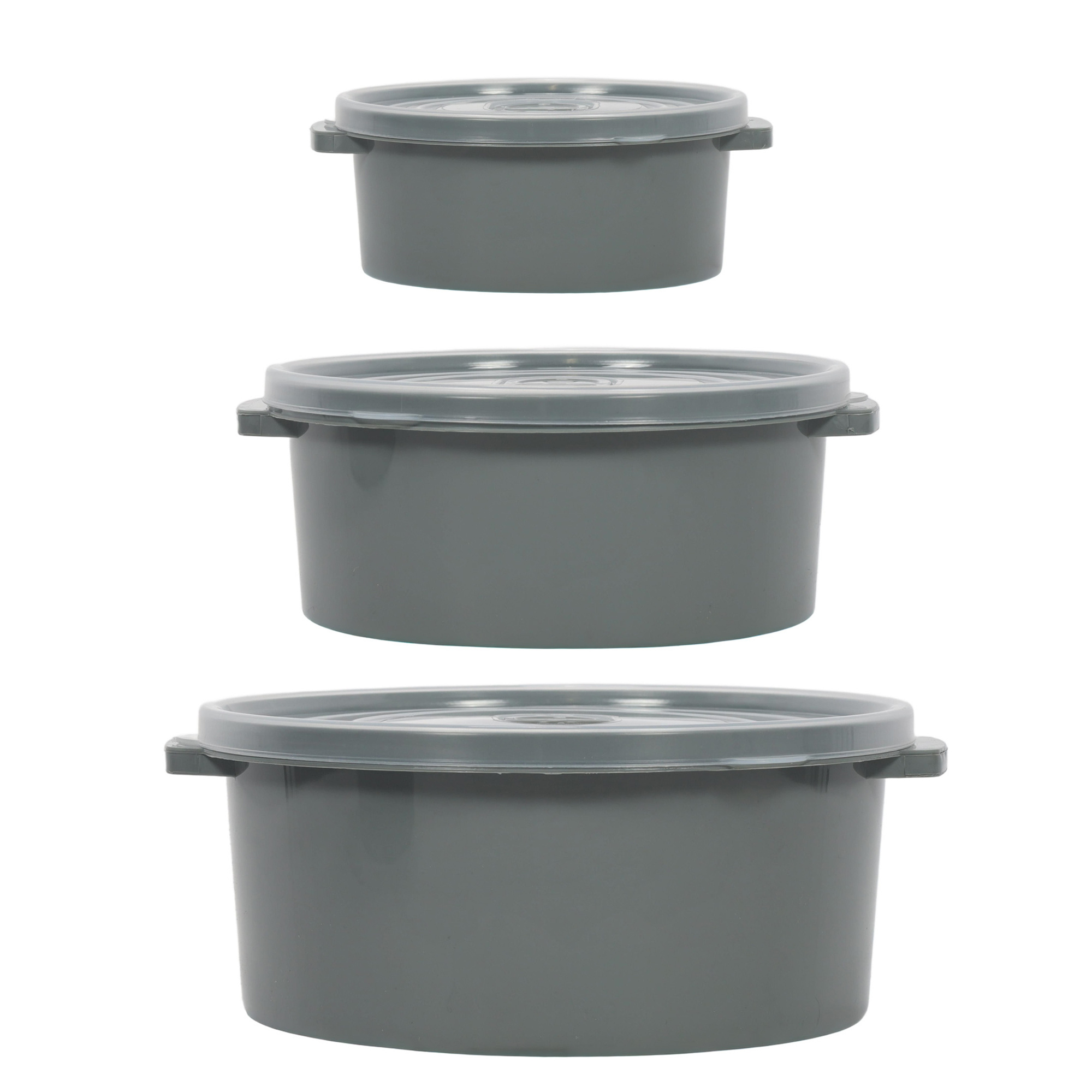 EH Excellent Houseware Mikrovlnné nádoby na potraviny, kulaté, 3 různé velikosti, šedé šedá 89929