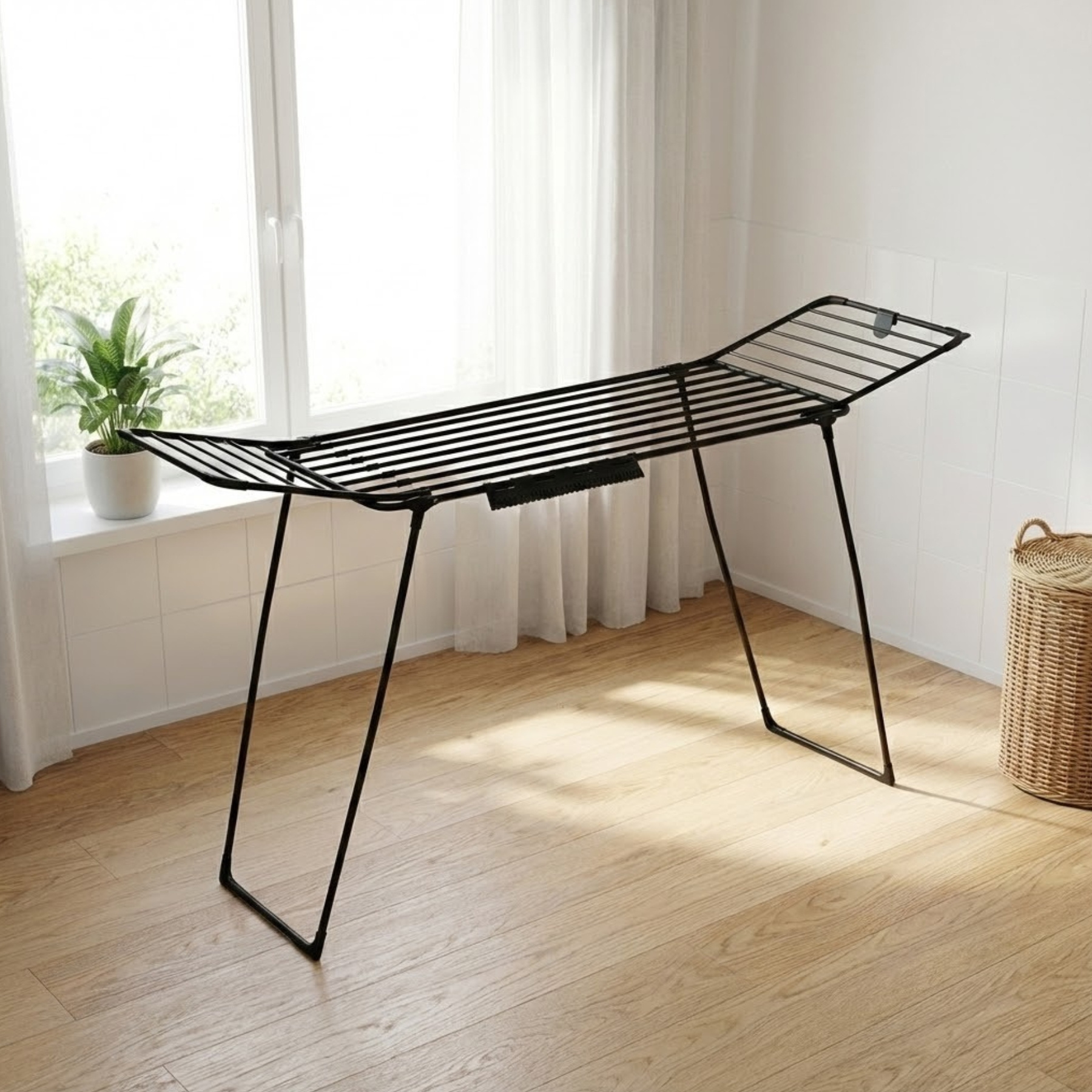 NUXIO Teleskopický sušák na prádlo s výklopnými rameny, 200-260 cm, SVARTO černá 103477