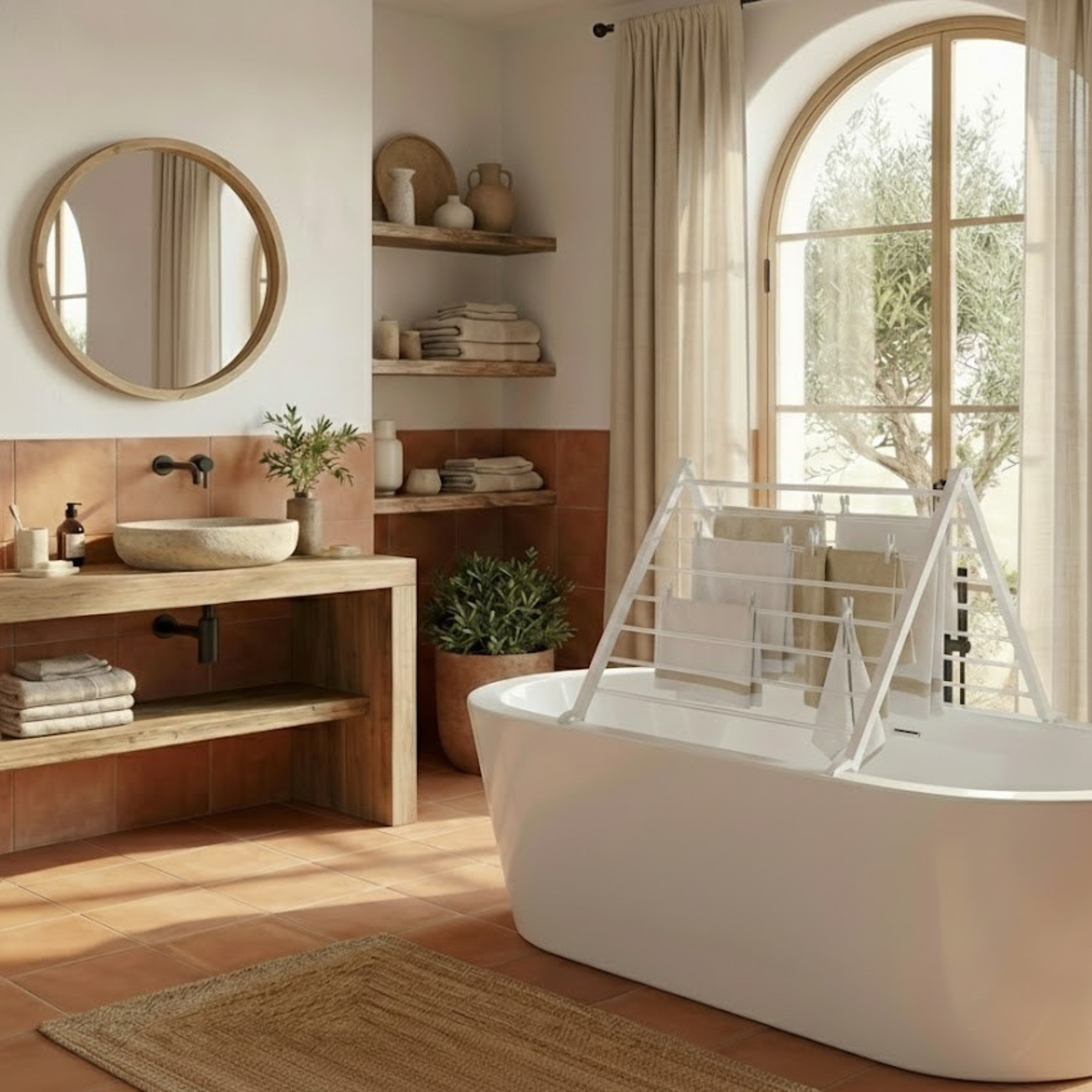 NUXIO Sušák na prádlo na vanu, 70 x 79 cm, MALO bílý 103482