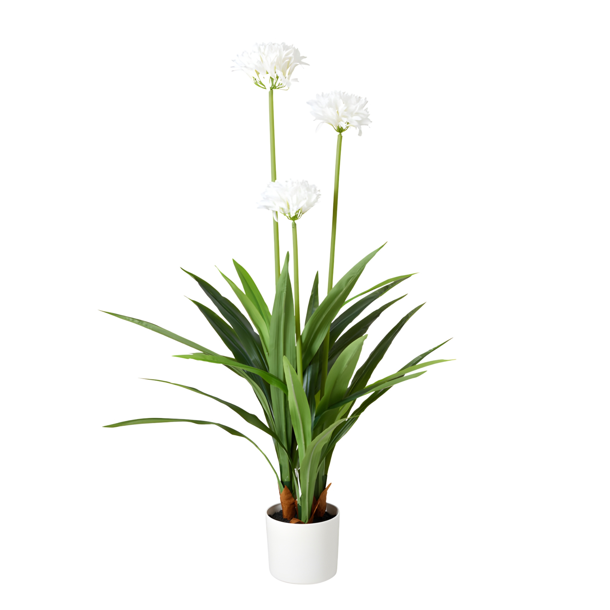 Botanical Decoration Velká umělá květina bílá v květináči Agapanthus, 70 x 120 cm zelený 104600
