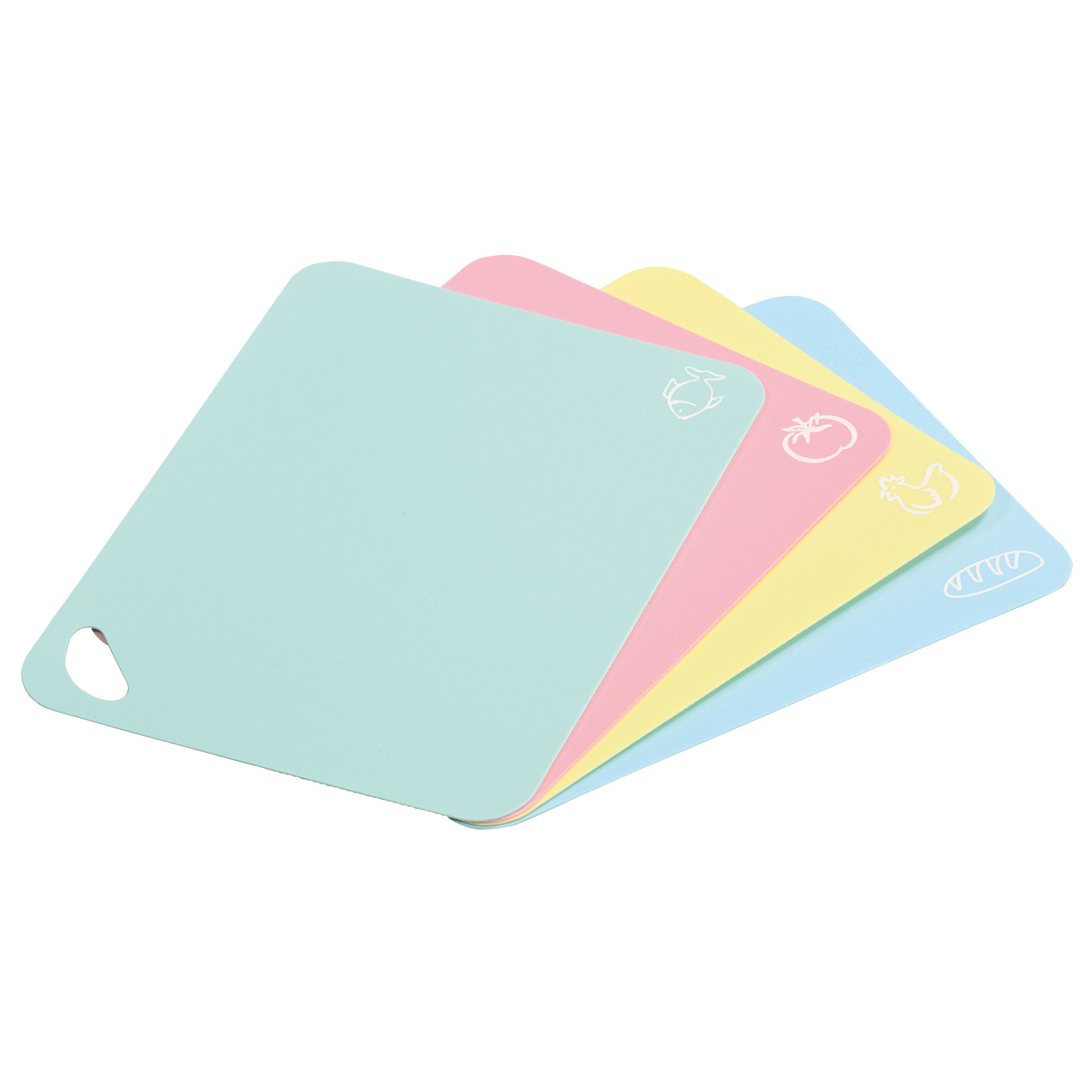 Sada  pastelových prkének na krájení s nožem, 4 kusy, 38 x 29 cm, Kesper vícebarevný 78587