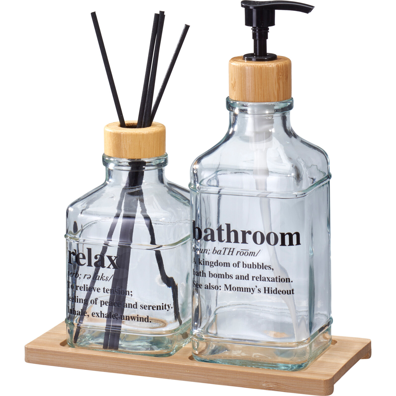 Bathroom Solutions Difuzér s vonnými tyčinkami + nádoba na tělový balzám GILO transparentní 98432