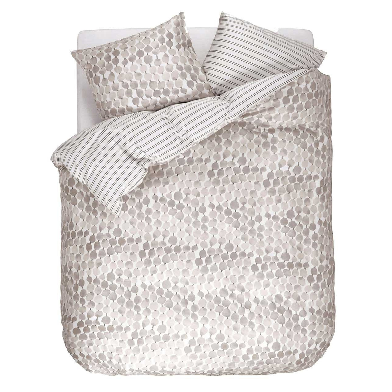 Komplet povlečení z bavlněného saténu v moderních vzorech, šedý, 200 x 220 cm, Esprit béžová 101942