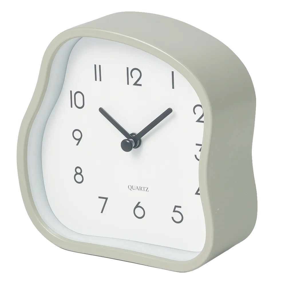 Home Styling Collection Stolní hodiny AMORPH organického tvaru s proskleným čelem, šedý, 12 cm šedá 104746