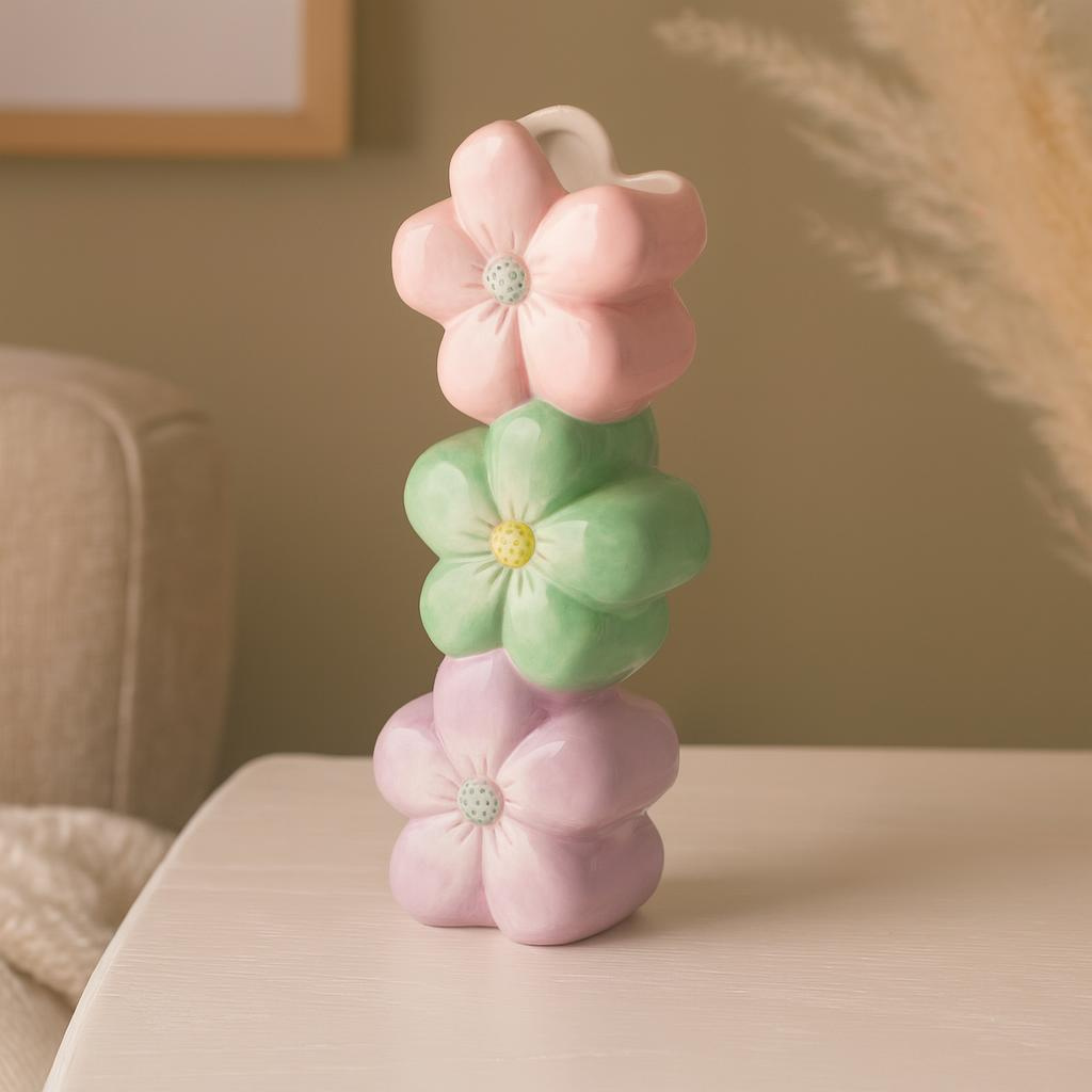 Levně Home Styling Collection Keramická váza BLOMMA, 23 cm - vzor 2 vícebarevný