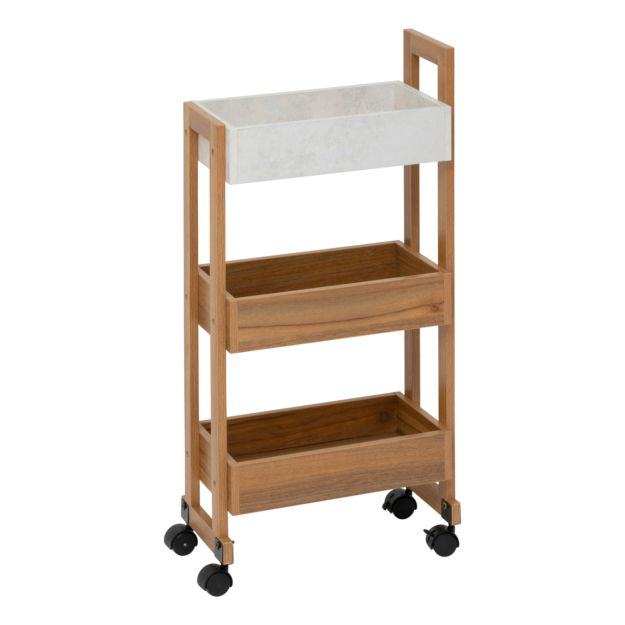 Levně 5five Simply Smart Úzký kuchyňský vozík COME, 3 úrovně, 80 cm hnědý