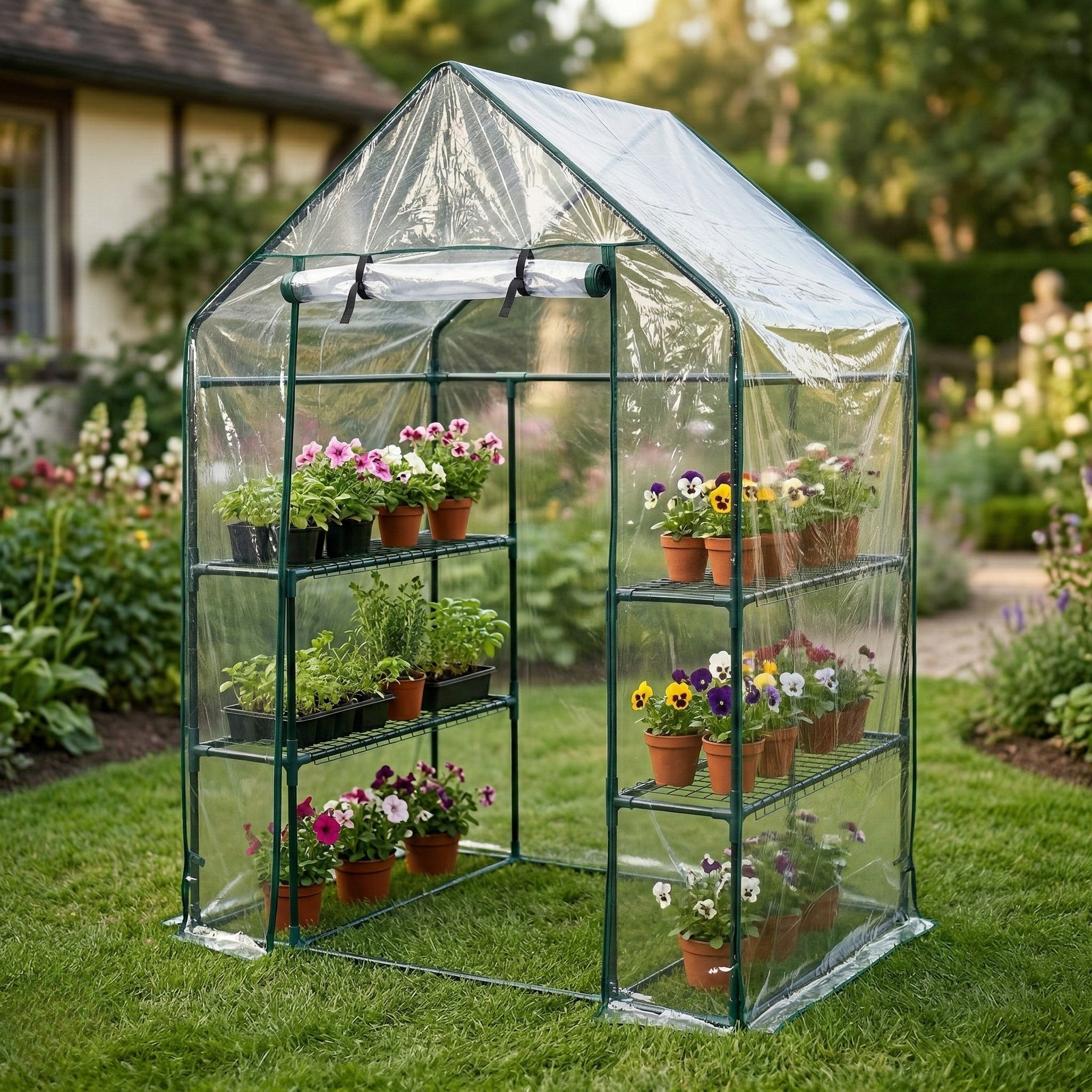 Levně EDENIA Mini fóliovník s policemi MIVA 143 x 73 x 195 cm transparentní