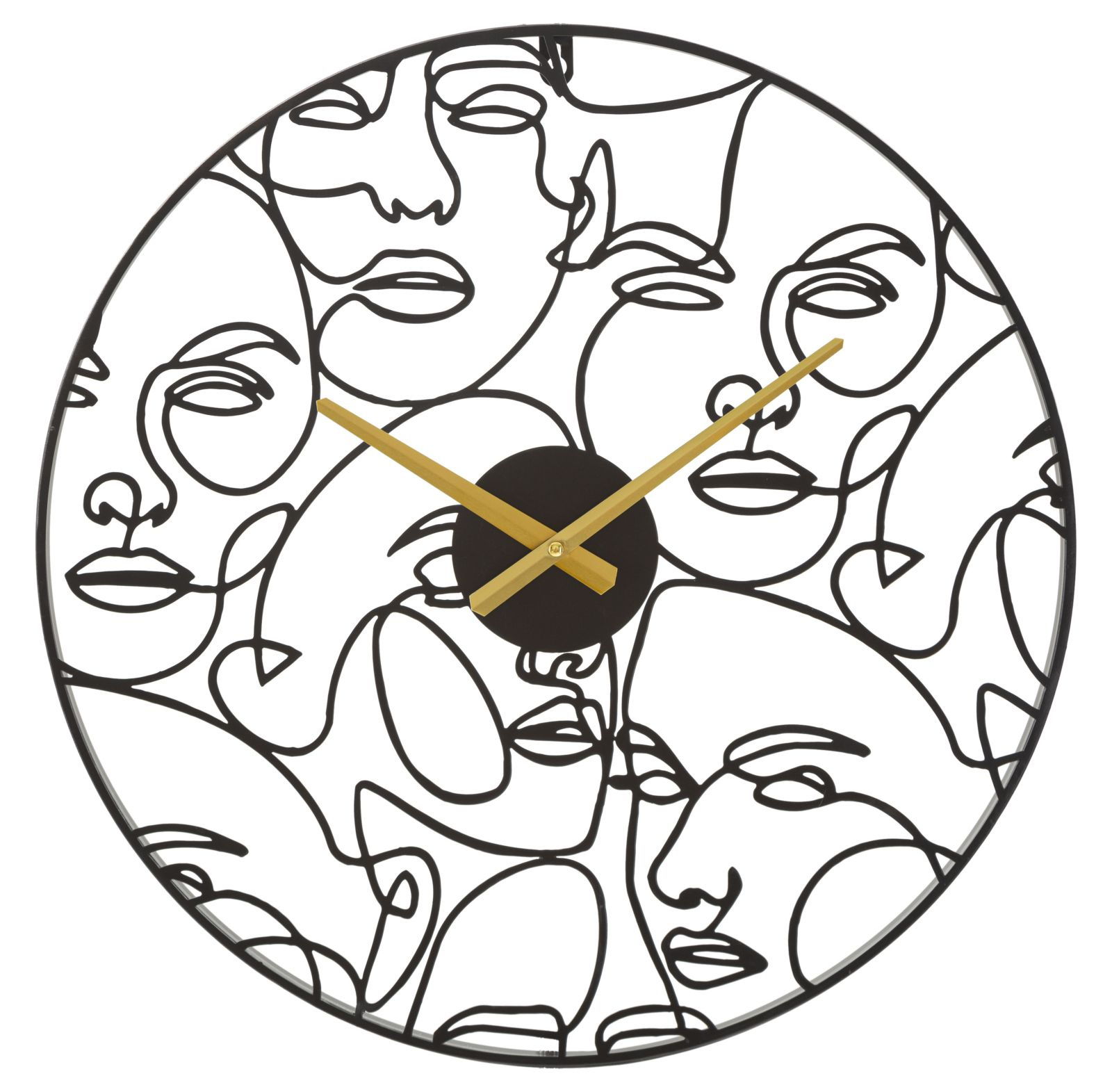 Mauro Ferretti Nástěnné hodiny FACES, kovové, černé, Ø 50 cm černá 107666