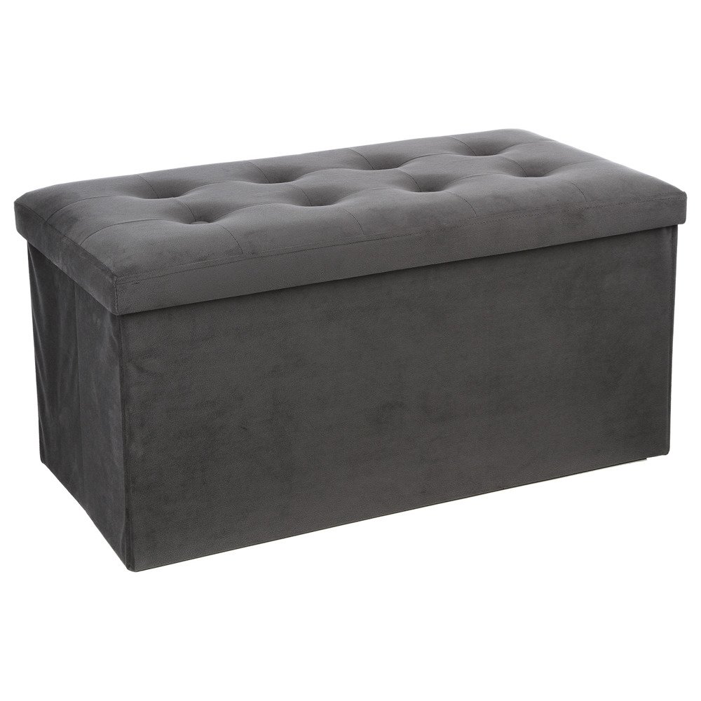 Atmosphera Velký pouf s odkládací přihrádkou v šedé barvě, pouf na chodbu, pouf na pokoj, skládací pouf, sedadlo, pouf 140091E antracitový