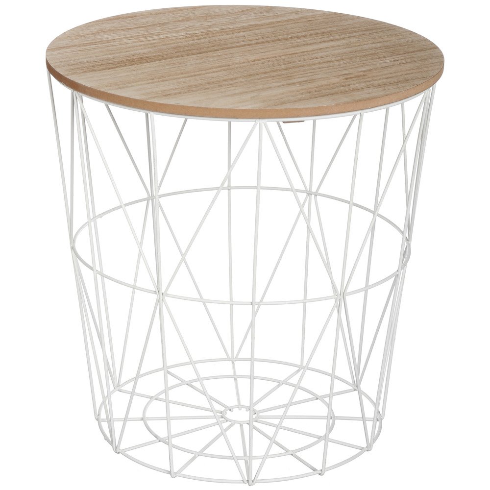 Atmosphera Interior Designer Korbtisch Kumi Metall 41 cm x 40 cm hnědá bílá 157056A bílá