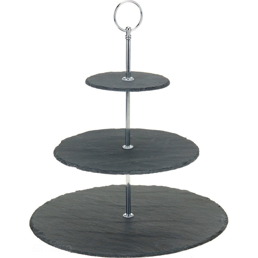 EH Excellent Houseware Podnos na koláče a občerstvení, kámen, 3 patra 170423610 antracitová