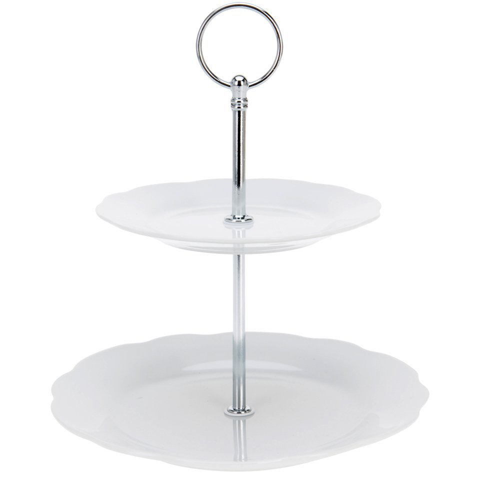 EH Excellent Houseware Podnos na koláče a občerstvení, 2 - patra 628900100 bílý