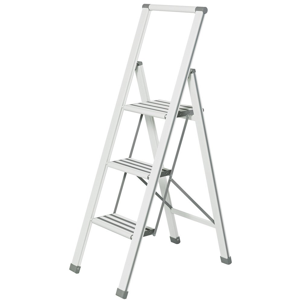 Hliníkový žebřík, 3-stupňový - bílý, WENKO 601016100 bílá