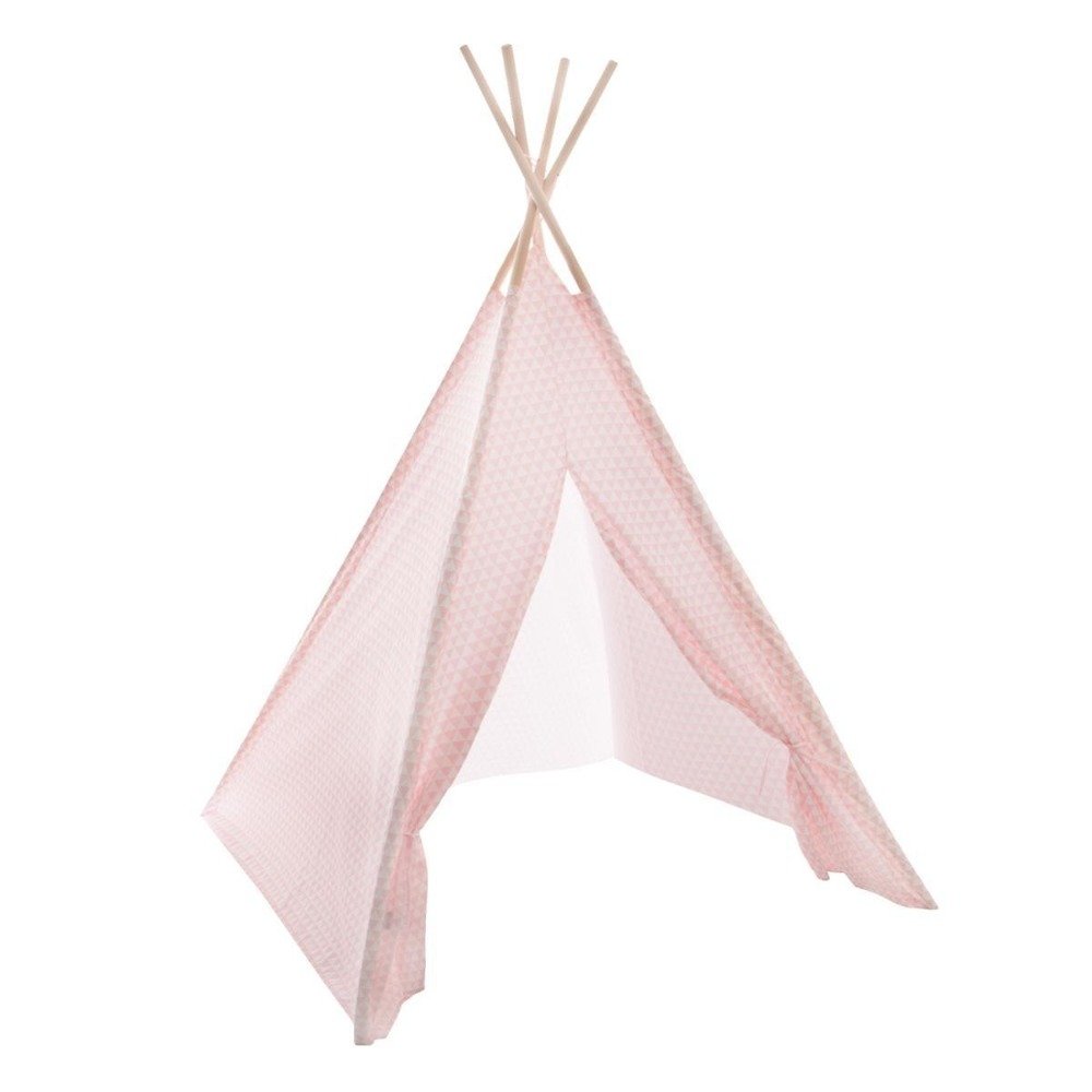 Atmosphera for kids Dřevěný stan pro děti v růžové barvě INDIAN, 120x120x160 cm 127176A růžová