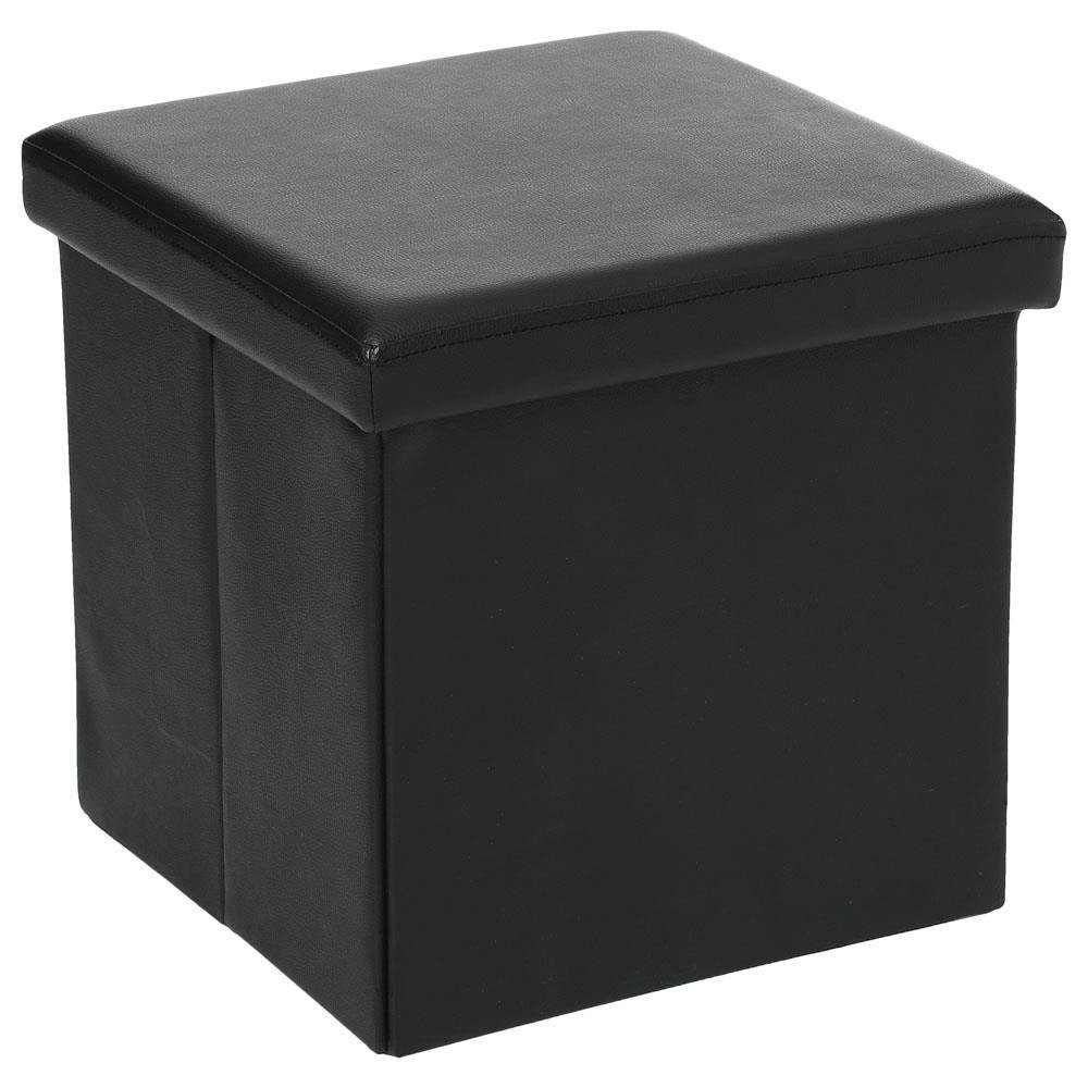 Atmosphera Pouf z umělé kůže 2 v 1 s úložným prostorem, podnožka - černá 121266A černá