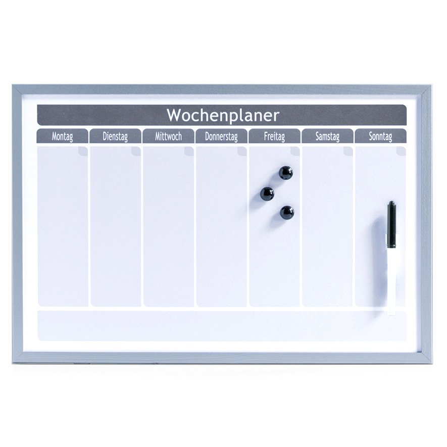 Magnetická poznámková tabule WOCHENPLANER + 3 magnety, 60x40 cm, ZELLER 11515 bílá