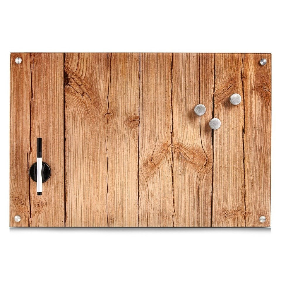 Skleněná magnetická deska WOD + 3 magnety, 60x40 cm, ZELLER 11651 hnědý