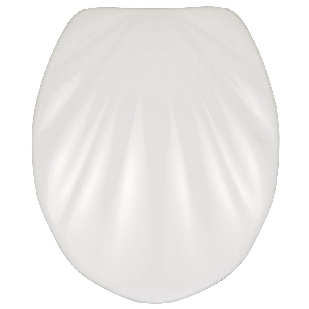 Bílé WC sedátko se snadným zavíráním Wenko Premium Sea Shell, 45,5 x 38 cm bílá
