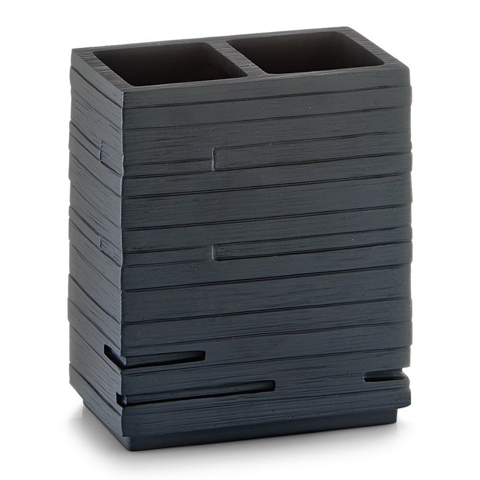 Nádobka na zubní kartáčky SLATE, 2×nádobka , ZELLER 18318 antracitová