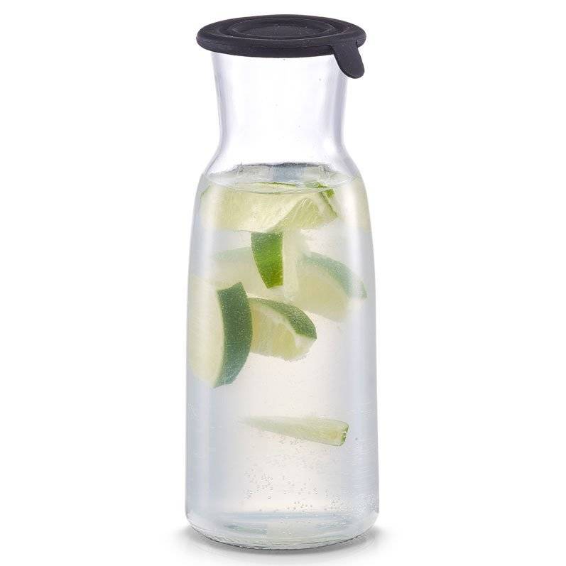 Zeller Skleněná karafa se silikonovým víkem, džbán, 700 ml, černá transparentní