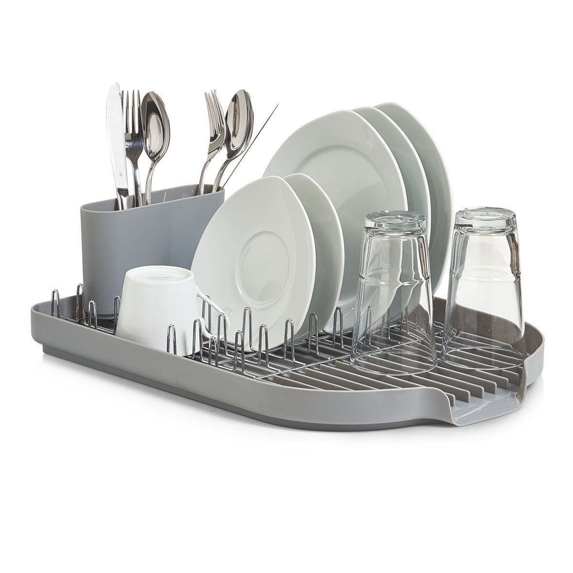 Zeller Dish Drain Rack, metal chromed/grey plastic šedá