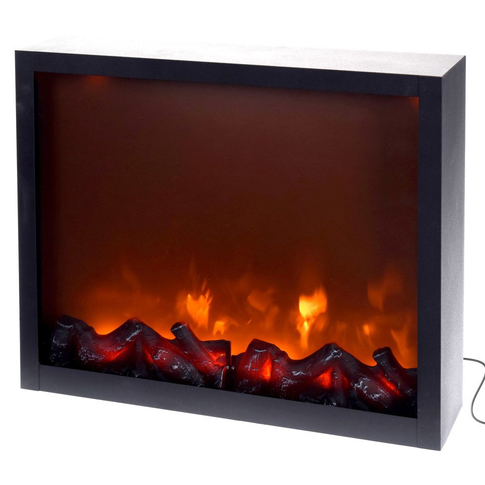Home Styling Collection Elektrický krb LED vánoční dekorace 41 x 35 cm černá